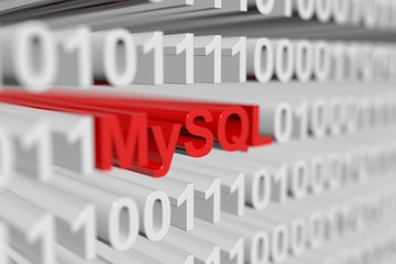 MySQL is represented as a binary code with blurred background