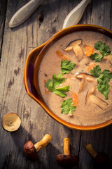Autumn Dinner Mushroom soup table