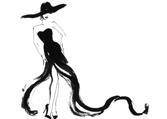 Photo sur Plexiglas Visage aquarelle femme avec une robe élégante .aquarelle abstraite .fashion fond