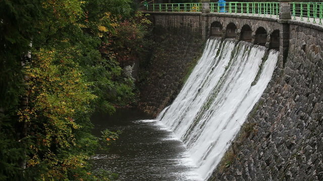 Dam on Lomnica river in Karpacz, Poland