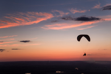 Paragliding on the sunset