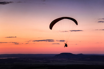 Paragliding on the sunset