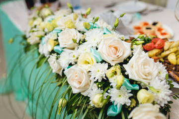 Flowers on wedding table