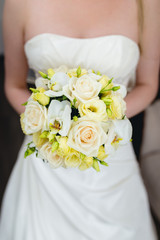 Bride holding wedding bouquet