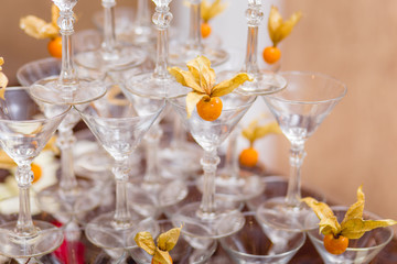 Festive glasses with flowers