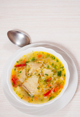 Fish soup with vegetables and rice