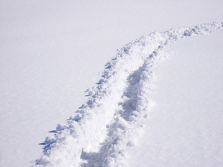 Path in snow at mountain