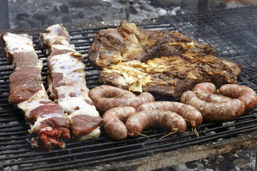 Barbecue grilled in parrilla Argentina