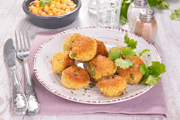 vegetarian ball with chickpea,courgette and herb
