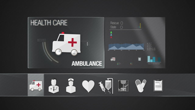 Ambulance icon for Health Care contents.Technology medical care service.Digital display application.(included Alpha)