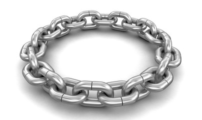 chain links united in ring. Image with clipping path