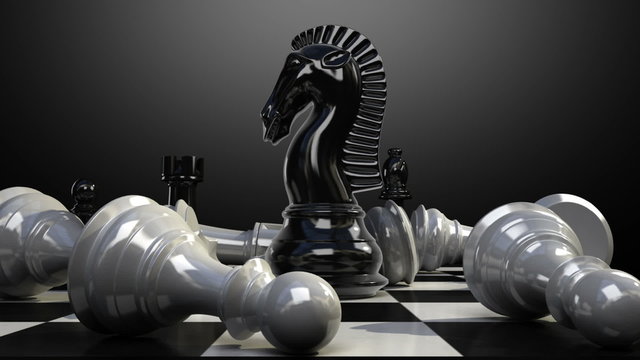 Put the knight on a chessboard, and chess piece fall down animation.