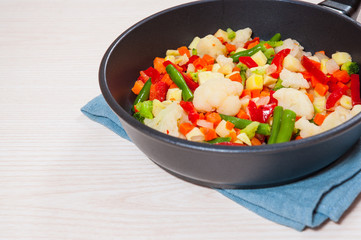 Mixed vegetables in a frying pan