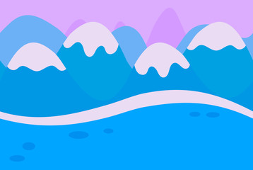 Fototapeta na wymiar Seamless Landscape of Blue Snowy Mountain Background for Game