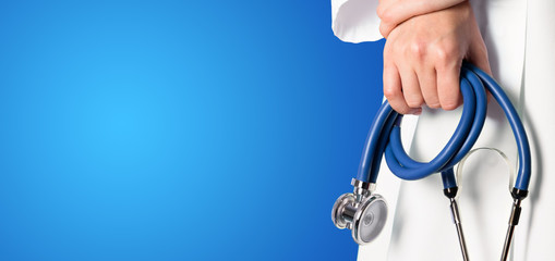 Blue medical background with nurse