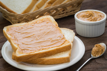 Peanut butter sandwich on plate