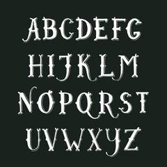 Fototapeta na wymiar Vintage hand drawn decorative serif alphabet.