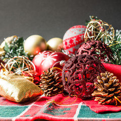 christmas decoration over dark background