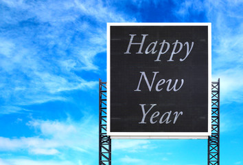 Naklejka premium Happy new year on large sign board