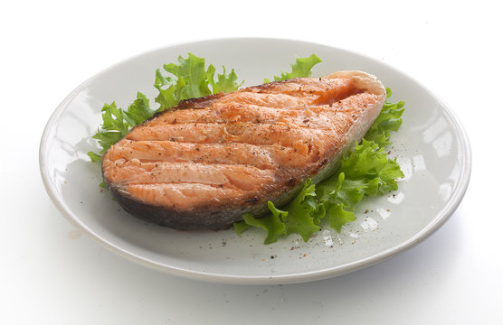 Roasted salmon steak