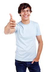 Fototapeta premium Guy showing thumb up sign