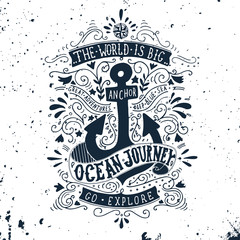 Hand drawn vintage label with an anchor and lettering © julia_henze