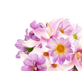 Fototapeta na wymiar Beautiful bouquet pink flowers garden on white background 