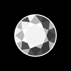 White Diamond Icon on Black Background. Vector