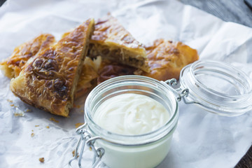 Delicious homemade pies with sour milk