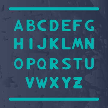 English alphabet with letters round shape