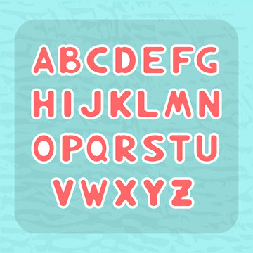 English alphabet with letters round shape in the form of child stickers