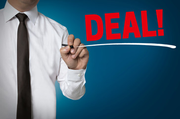 deal is written by businessman background concept