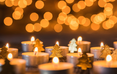 Weihnachten Hintergrund Lichter Funkeln Kerzen Stimmungsvoll