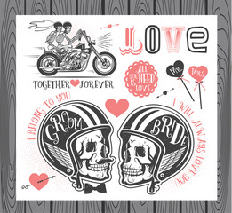 Set of wedding invitation design elements