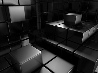 Dark Silver Metallic Cubes Background