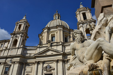Fototapeta na wymiar Santa Agnese Church with Fountain of Four River