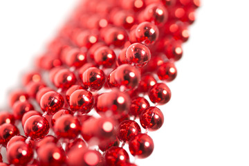 Bright red beads hanging