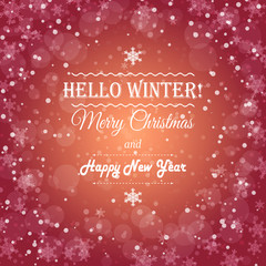 Fototapeta na wymiar Merry Christmas postcard winter background with snowflakes 