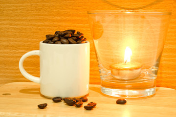 Roasted coffee beans.