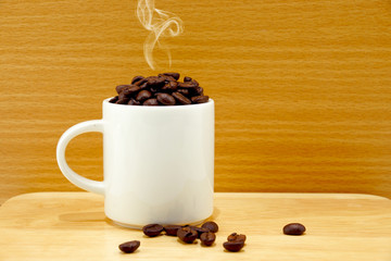 Roasted coffee beans.