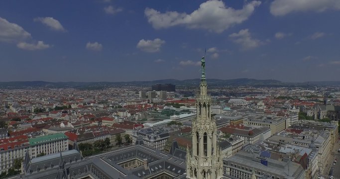 Rathaus Vienna-Town Hall & Rathauspark. Aerial View. The present Vienna City Hall (Rathaus) in Austria.