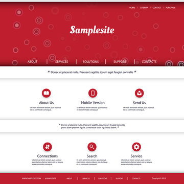 Website Template with Red Header Design
