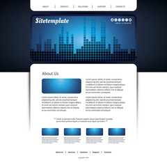 Website Template with Blue Mosaic Header Design