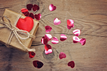 Fototapeta na wymiar Valentines day gift and heart