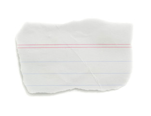 ripped white paper note on white background