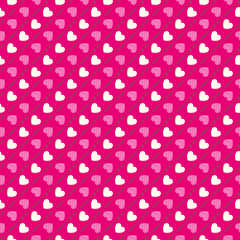 Heart shape seamless pattern. Pink and white colors