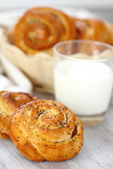 Rolls with poppy and milk