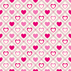 Heart shape seamless pattern. Pink and white colors