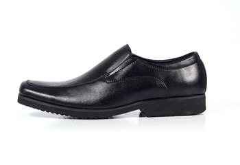 Black leather mens shoes isolated on white background