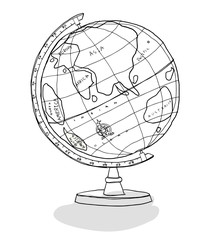 cute World Globe line art illustration